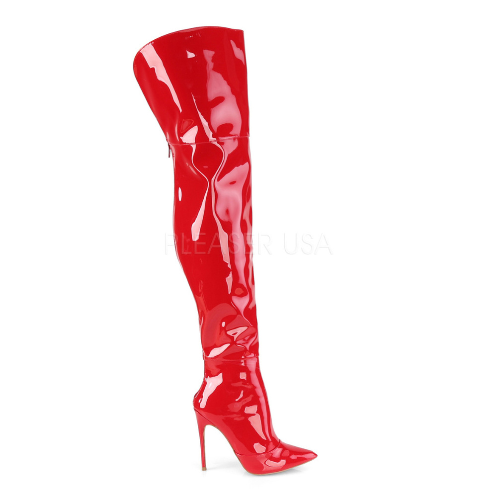 Pointed Toe Patent Stretch Thigh High Heel Boots - Picture 5 of 5